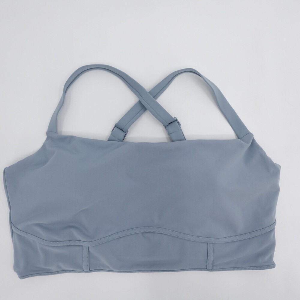 POPFLEX Sports Bra Womens 3X Blue Extraordinary Crossback Pocket Athletic Yoga